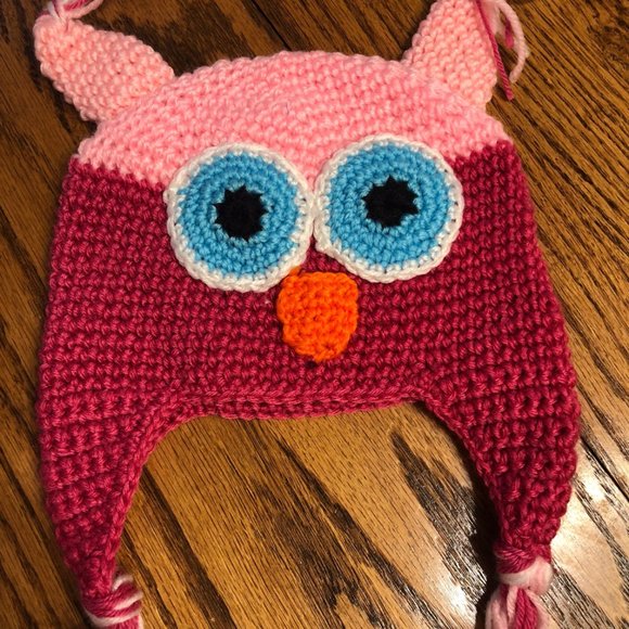 Other - Pink Owl Crochet Hat